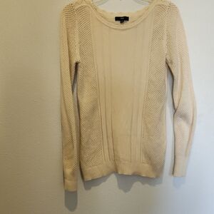 Fate Cream Crew Neck Sweater with Ribbed Knit Design